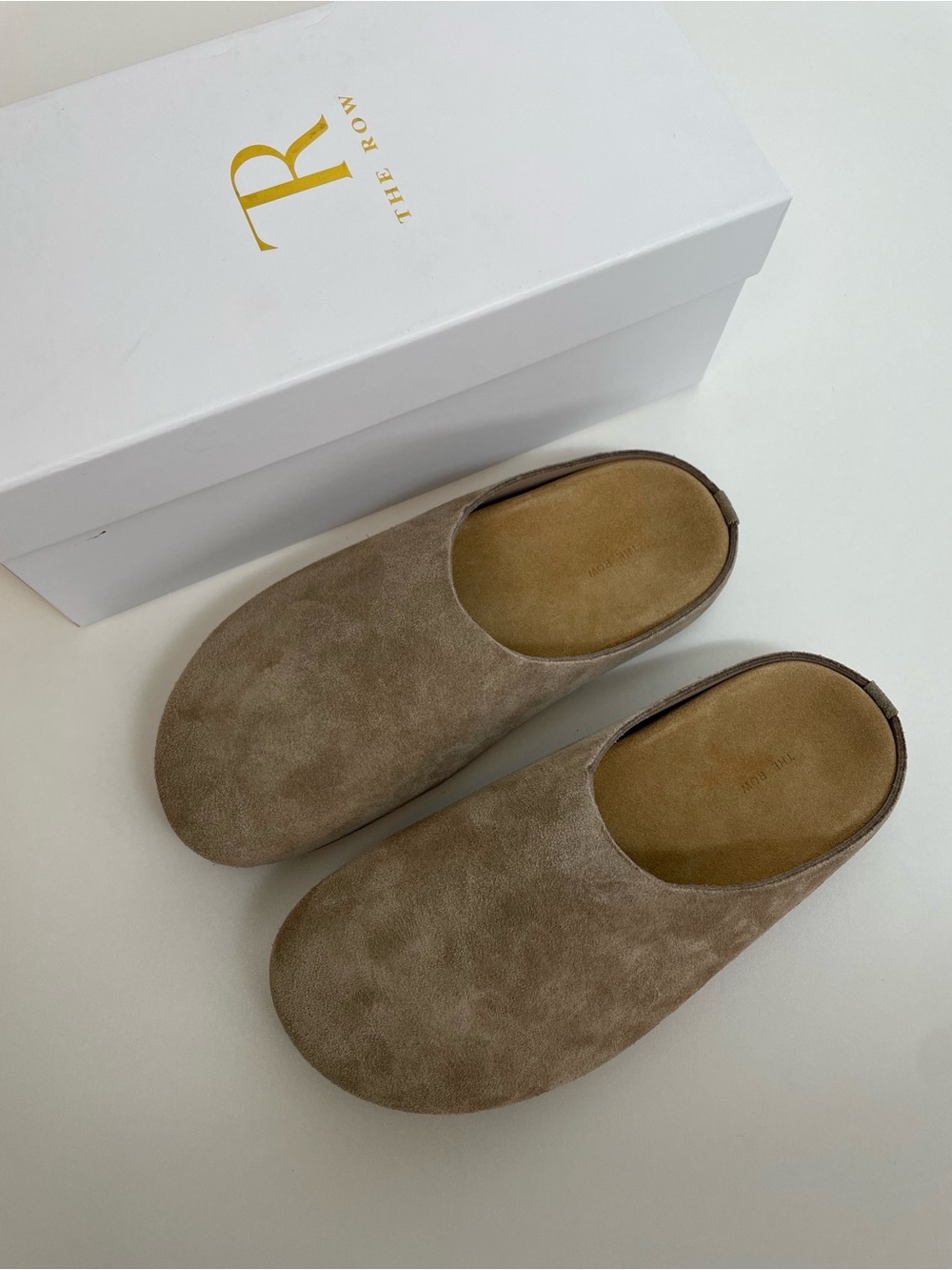 NiceThe Row Women's Suede Slip-On Sandals in Taupe
